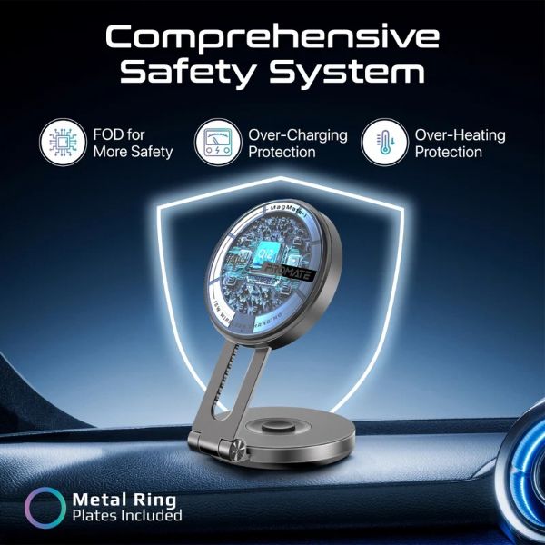 Picture of 15W Qi2 Extending Magnetic Wireless Charging Mount. 360 Rotatable Extend & Fold