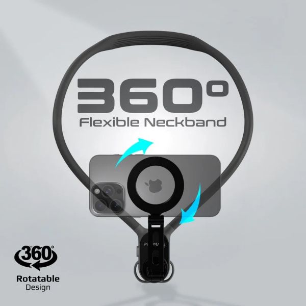 Picture of MagSafe Neckband Phone Mount for Handsfree POV. Quick release Neck Lock Fixing