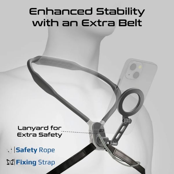 Picture of MagSafe Neckband Phone Mount for Handsfree POV. Quick release Neck Lock Fixing