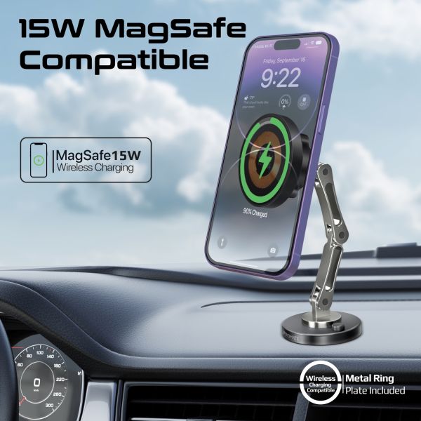 Picture of SecureGrip 360 Cradleless 15W Qi Magnetic Wireless in-Ca Phone Charger & Holder. Design