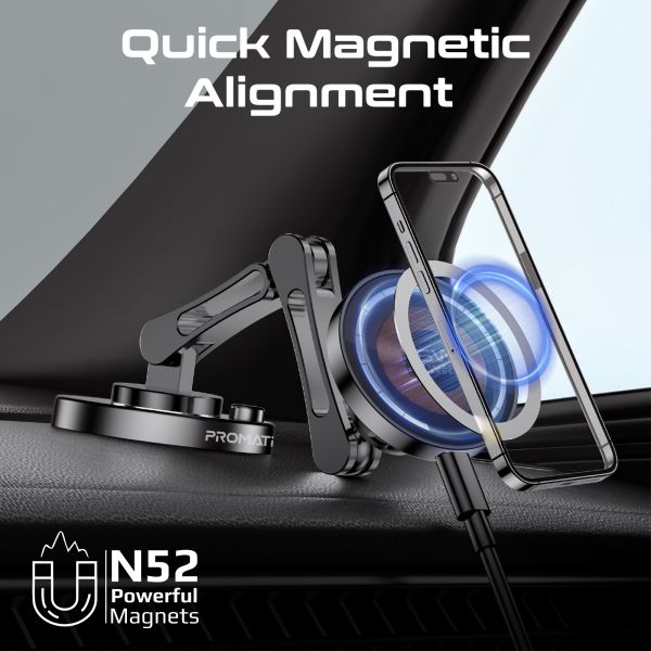 Picture of SecureGrip 360 Cradleless 15W Qi Magnetic Wireless in-Ca Phone Charger & Holder. Design