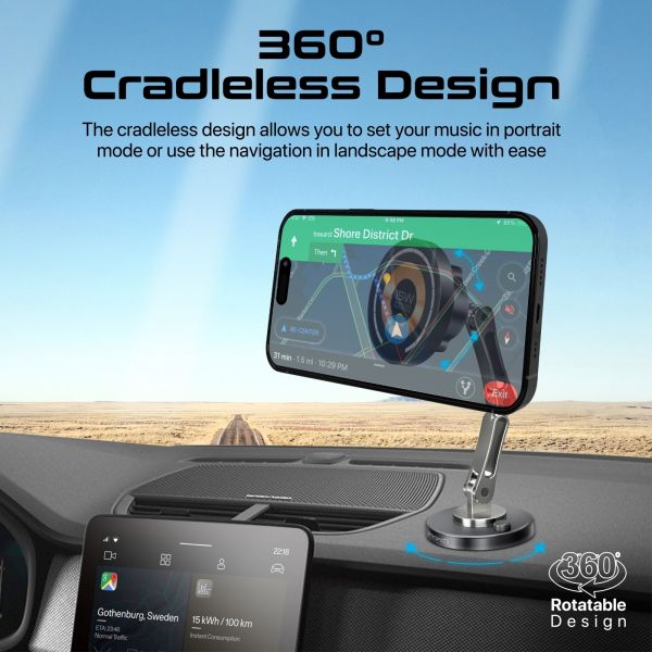 Picture of SecureGrip 360 Cradleless 15W Qi Magnetic Wireless in-Ca Phone Charger & Holder. Design