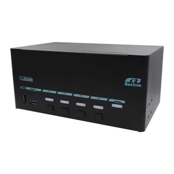 Picture of 4 Ports 8K Quad Monitor DisplayPort 1.4 KVM Switch w/ USB 3.2 Gen 1, Hotkey Control
