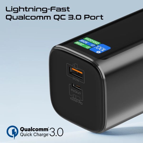 Picture of 20000mAh 130W Aluminium Power Bank w Rectractble USB-C Cable Cable & LCD Scrn Supports 100W