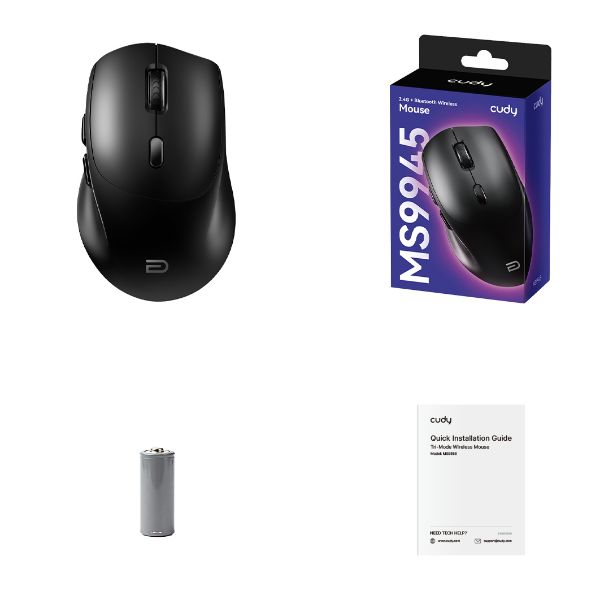 Picture of CUDY 2.4G/Bluetooth Wireless Mouse 3 Keys, 800-1000-1600 DPI, 42g Weight.