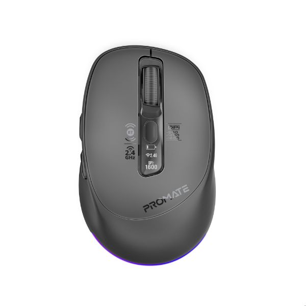 Picture of PROMATE Silent-Click Wireless Mouse with Rechargeable Battery. 2.4G & BT Connect