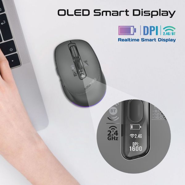 Picture of PROMATE Silent-Click Wireless Mouse with Rechargeable Battery. 2.4G & BT Connect