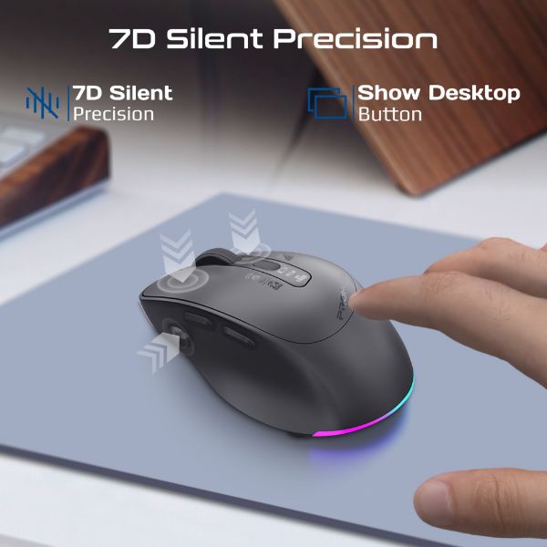 Picture of PROMATE Silent-Click Wireless Mouse with Rechargeable Battery. 2.4G & BT Connect