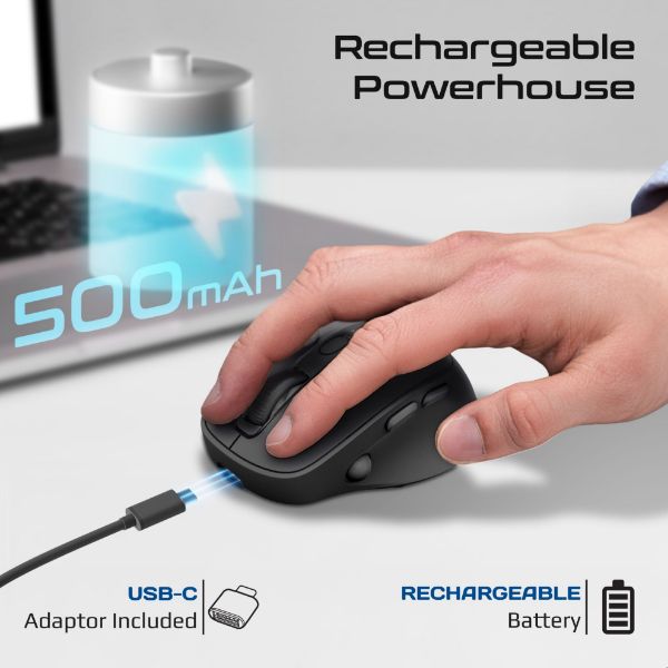 Picture of PROMATE Silent-Click Wireless Mouse with Rechargeable Battery. 2.4G & BT Connect