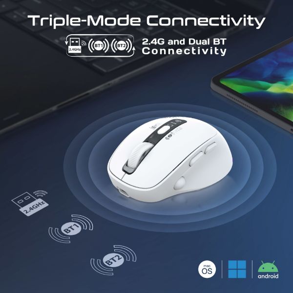 Picture of PROMATE Tri-Connect Wireless Mouse with Rechargeable Battery. 2.4G & BT Connect