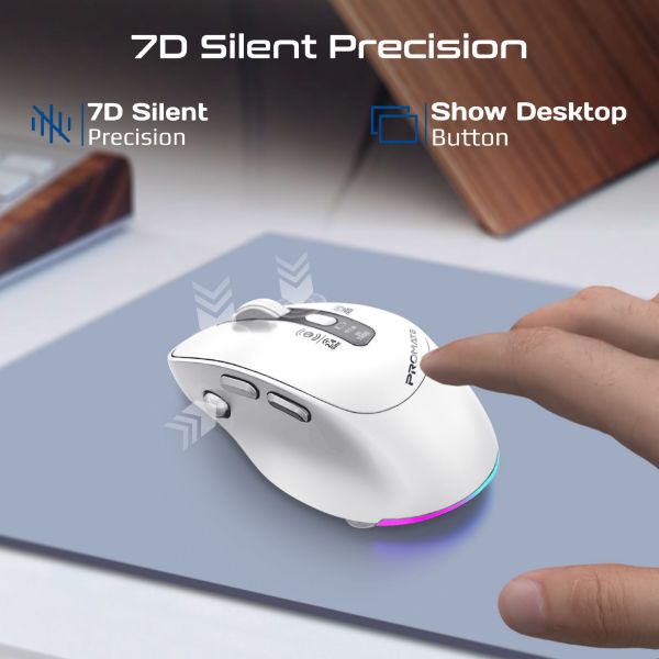 Picture of PROMATE Tri-Connect Wireless Mouse with Rechargeable Battery. 2.4G & BT Connect