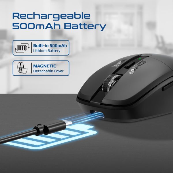 Picture of PROMATE Dual-Mode Wireless Mouse with Rechargeable Battery. 2.4G & BT Connect