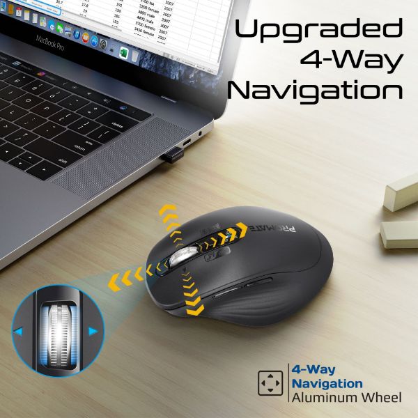 Picture of PROMATE Tri-Connect Wireless Mouse with Rechargeable Battery. 2.4G & BT Connect