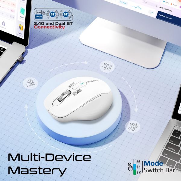 Picture of PROMATE Tri-Connect Wireless Mouse with Rechargeable Battery. 2.4G & BT Connect