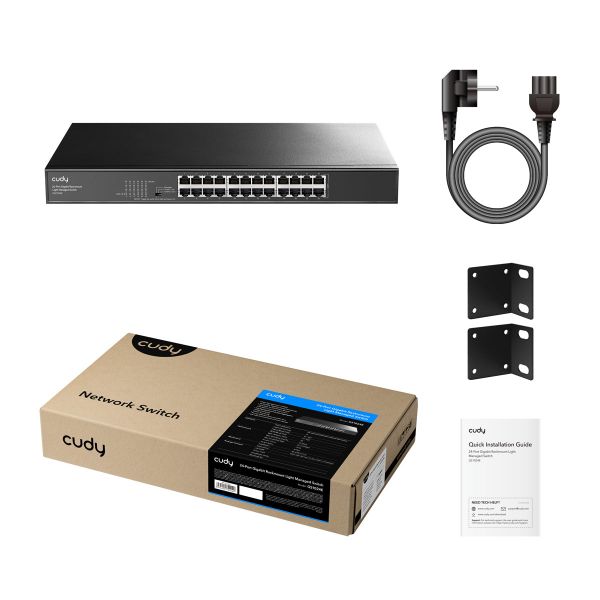 Picture of CUDY 24-Port Gigabit Managed Desktop Switch in Metal Case. 16x 10/100/1000M RJ45 Ports IG