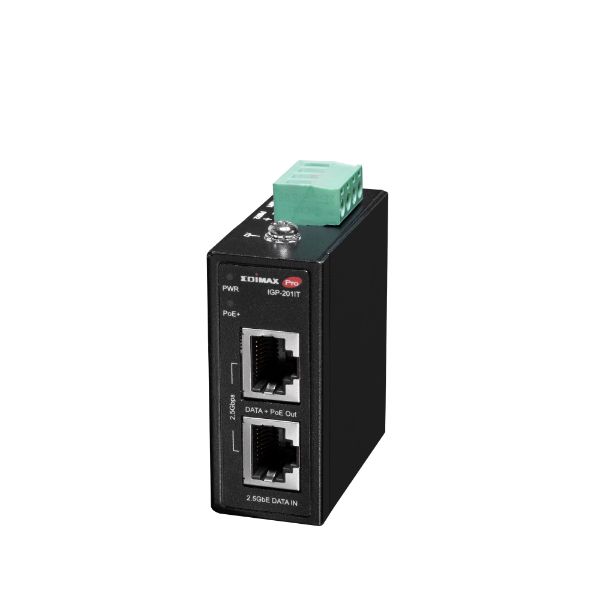 Picture of Industrial 2.5 Gigabit PoE+ 30W Power Injector. Supports IEEE 802.3at Provides
