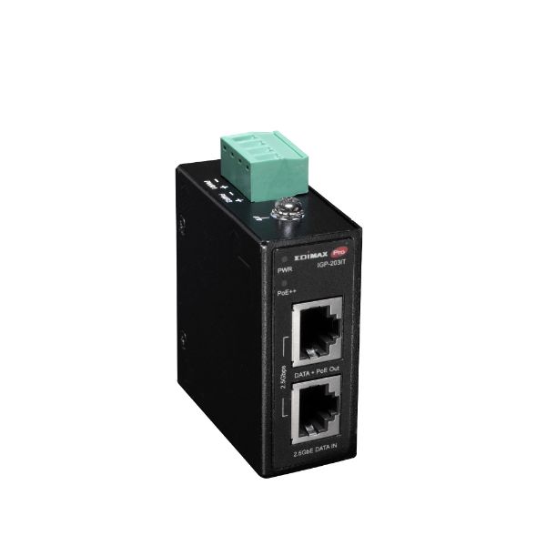 Picture of Industrial 2.5 Gigabit PoE++ 90W Power Injector. Supports IEEE 802.3at IEEE 802