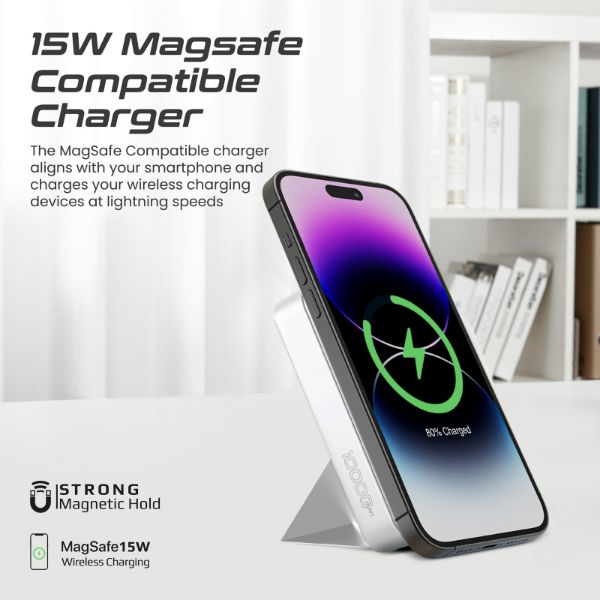 Picture of 10000mAh Dual Charging Magsafe Wireless Power Bank White