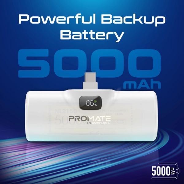 Picture of 5000mAh Ultra Compact 20W Power Bank with Built-in USB-C Foldable Connector. Kick Stand