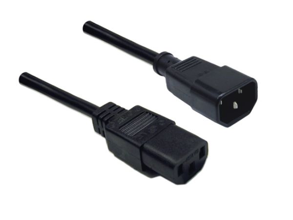 Picture of 0.3m IEC Male to Female 10A SAA Approved Power Cord. (C14 to C13) 1.0mm copper core