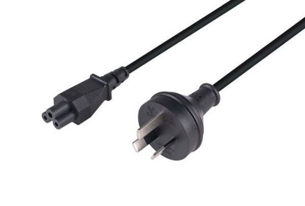 Picture of 2M 3-Pin to C5 Clover Shaped Female Connector 7.5A. SAA approved Power Cord 0.75mm