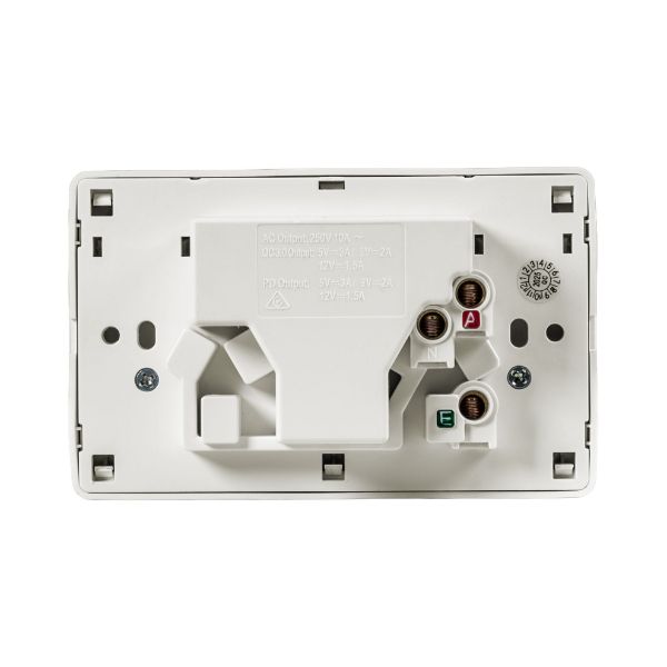 Picture of Double 10A Horizontal Power Point USB-A/C Ports Removable Clip on Cover White