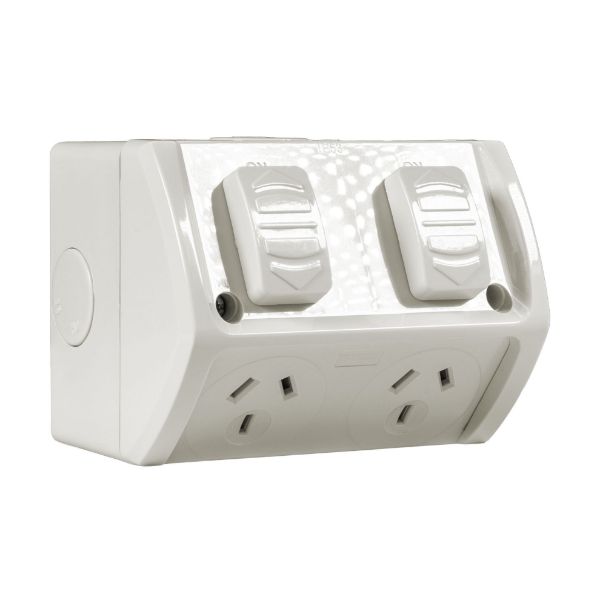 Picture of Weatherproof Double IP53 Outlet. Grey Heavy Duty 10A Single Connection