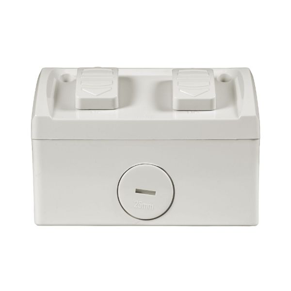 Picture of Weatherproof Double IP53 Outlet. Grey Heavy Duty 10A Single Connection