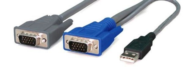 Picture of 1.8m 2-to-1 USB KVM Switch Cable. All in 1x HD DB15 Male to 1x U
