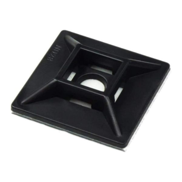 Picture of 28 x 28mm Self Adhesive Black Cable Ties Mount Pack of 20