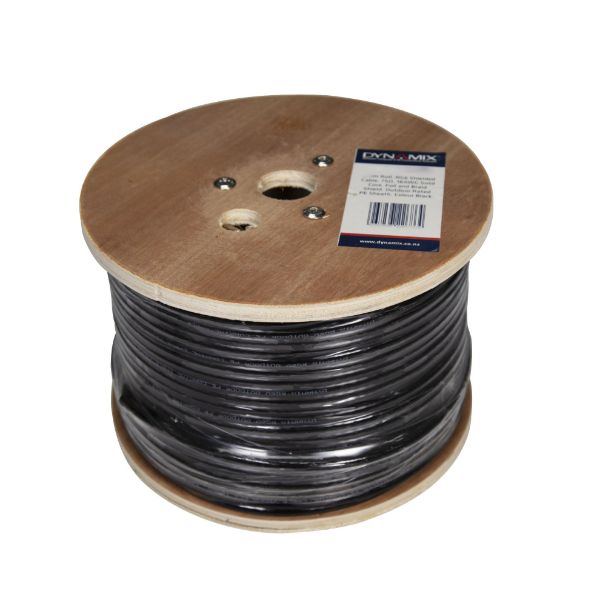 Picture of 152m Roll RG6 Shielded Cable Black 75ohm 18AWG solid core. Foil & braid shield.