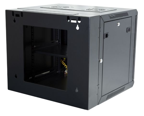 Picture of 9RU Univer Swing Wall Mount Cabinet. Removable Back supplied with Left & Right Hin