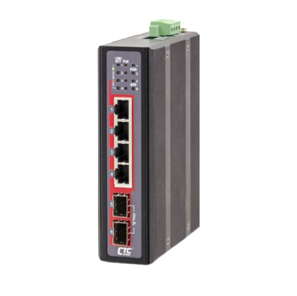 Picture of Industrial GbE PoE Switch 4x GbE RJ45 + 2x 100/1000 Base-X SFP with 4x PoE 120W