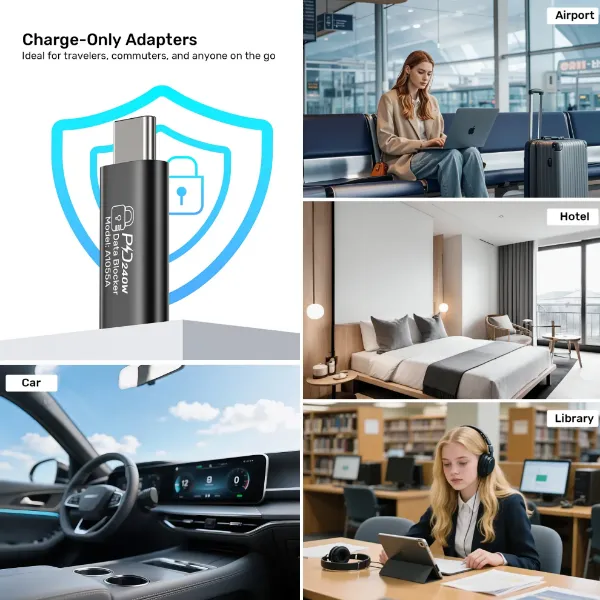 Picture of DataShield USB-C Data Blocker Adapter. Secure Personal Data with safe & stable fast PD240W