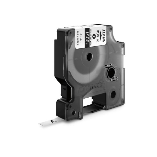 Picture of Genuine Rhino Industrial 1/2" Labels-Heat Shrink Tube 12mm Black on Yellow.