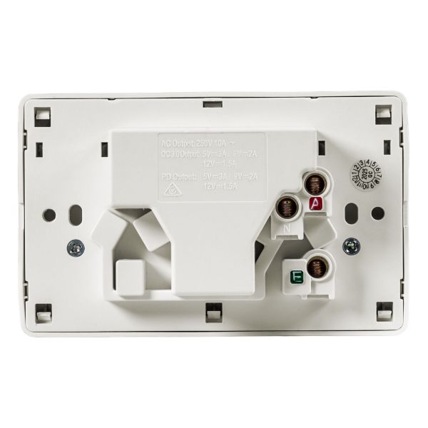 Picture of Double 10A Horizontal Power Point USB-A/C Ports Removable Clip on Cover White