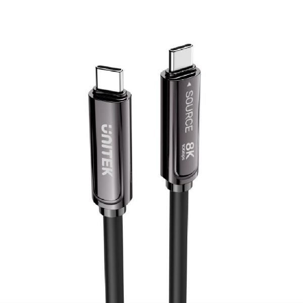 Picture of 15M 8K Fiber Optic Full Featured USB-C Cable. High Speed 10Gbps Transfer, 60W PD