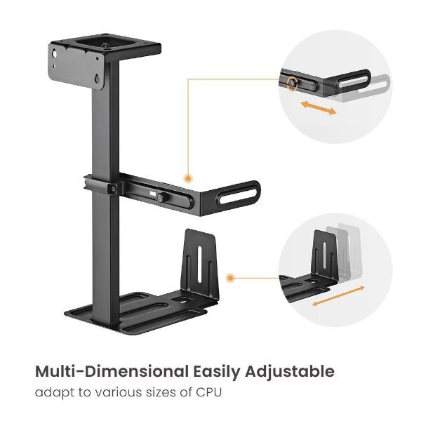 Picture of Multifunctional Under-Desk Wall Adjustable CPU Holder. 360 Swivel Supports up to 30Kg