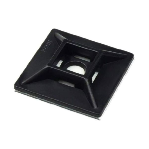 Picture of 28 x 28mm Self Adhesive Black Cable Ties Mount Pack of 20