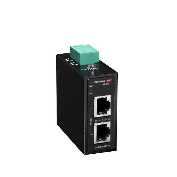 Picture of Industrial 2.5 Gigabit PoE+ 30W Power Injector. Supports IEEE 802.3at Provides