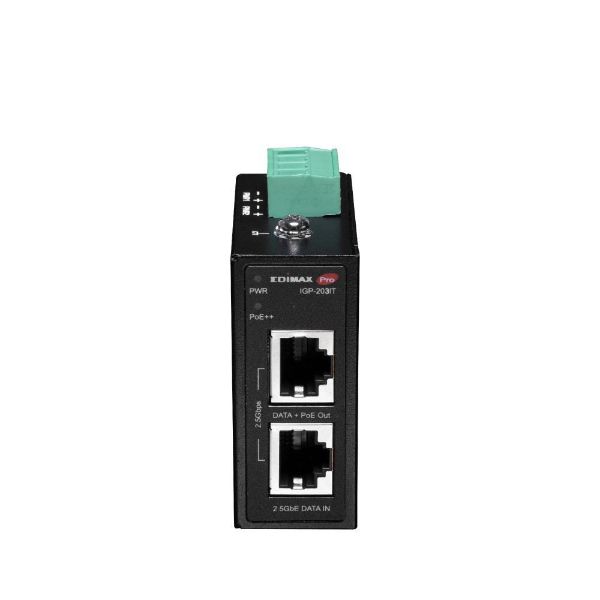 Picture of Industrial 2.5 Gigabit PoE++ 90W Power Injector. Supports IEEE 802.3at IEEE 802