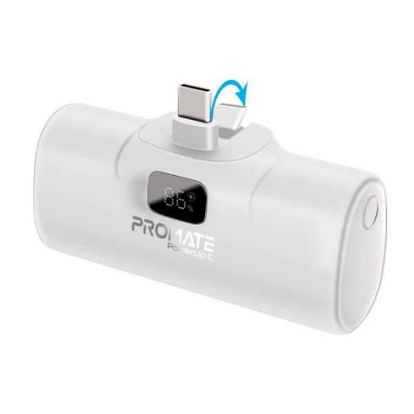 Picture of 5000mAh Ultra Compact 20W Power Bank with Built-in USB-C Foldable Connector. Kick Stand