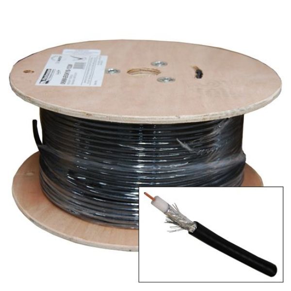 Picture of 100m Roll RG6 Shielded Cable Black 75ohm 18AWG solid core. Foil & braid shield.