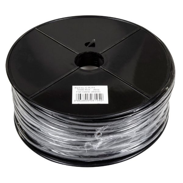Picture of 100m Roll 6-Wire Flat Cable 28 AWG Black colour