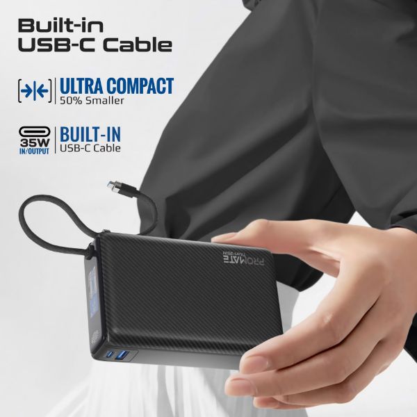 Picture of 20000mAh Ultra Compact 35W SuperSpeed Power Bank with Built-in USB-C Cable