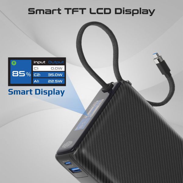 Picture of 20000mAh Ultra Compact 35W SuperSpeed Power Bank with Built-in USB-C Cable