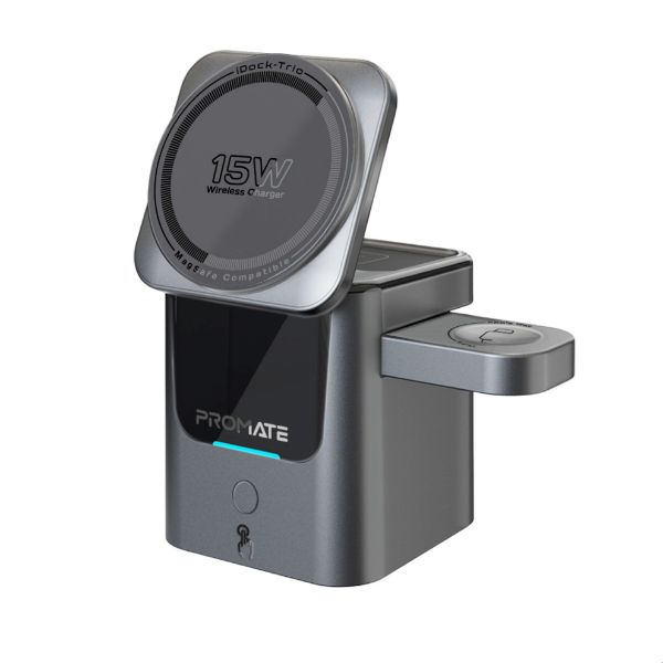 Picture of 3-in-1 Ultra-Compact Auto-Fold 15W MagSafe Compatible Wireless Charging Station