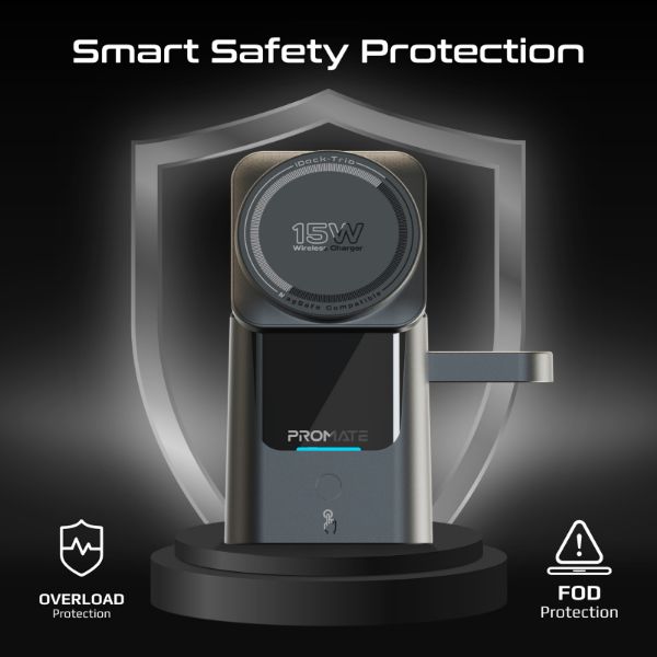 Picture of 3-in-1 Ultra-Compact Auto-Fold 15W MagSafe Compatible Wireless Charging Station