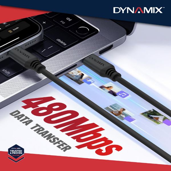 Picture of DYNAMIX 2m USB-C 240W PD Fast Charge Data Cable - USB 2.0 Data Transfer