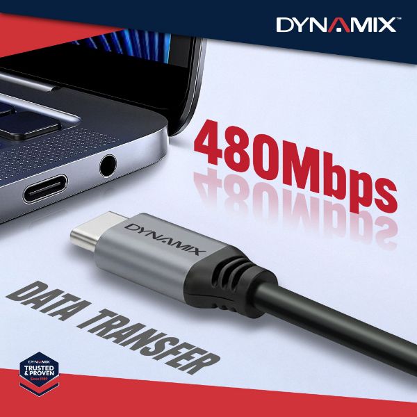 Picture of DYNAMIX 2m Premium USB-C 240W PD Fast Charge Data Cable - USB 2.0 Data Transfer